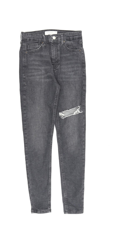 Topshop Womens Grey Cotton Skinny Jeans Size 26 in L32 in Regular Zip