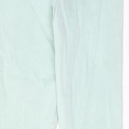 NEXT Womens Green Cotton Skinny Jeans Size 12 L29 in Regular Zip - Pockets, Belt Loops