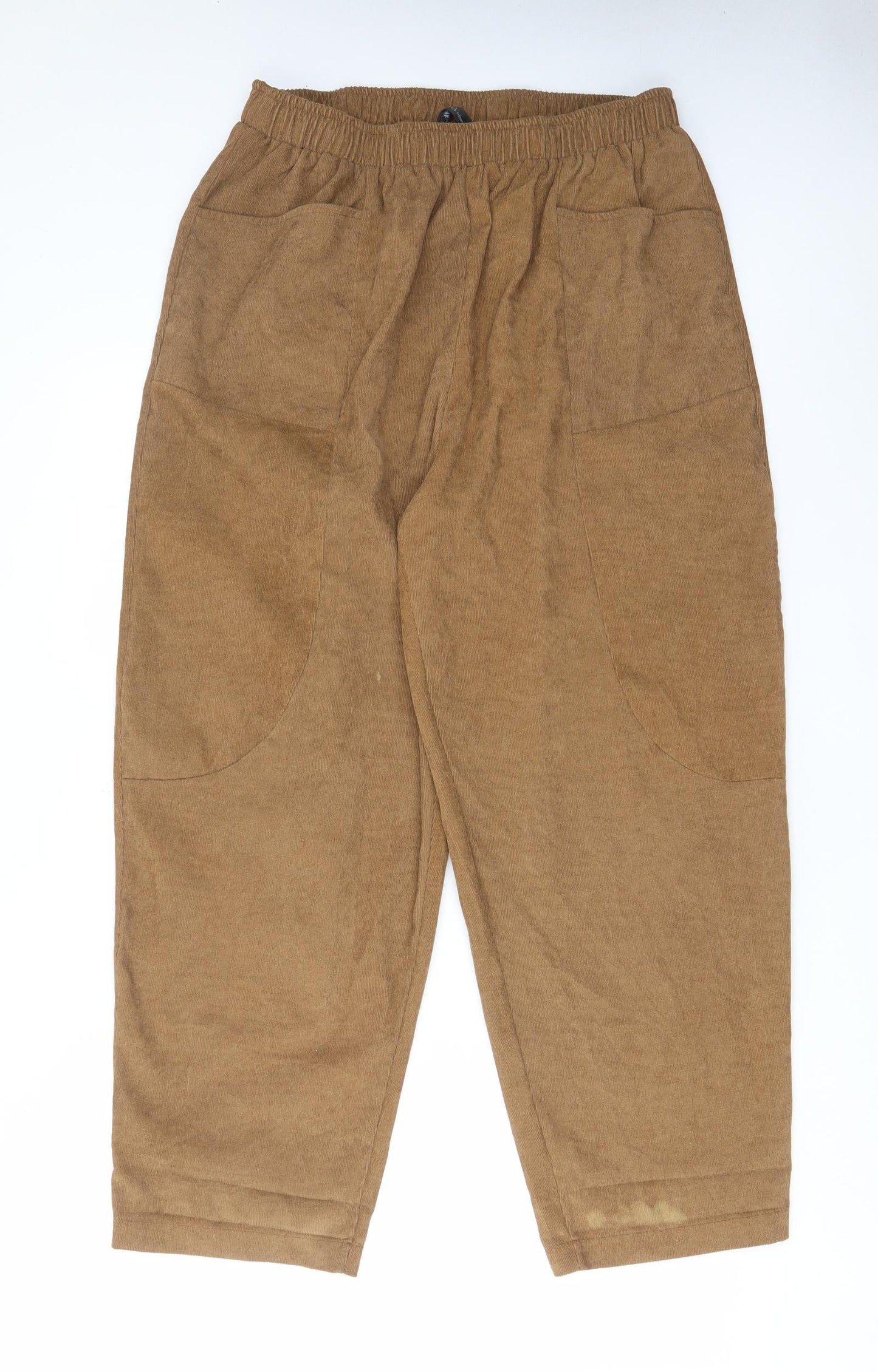 Zanzea Womens Brown Cotton Trousers Size 2XL L28 in Regular - Pockets
