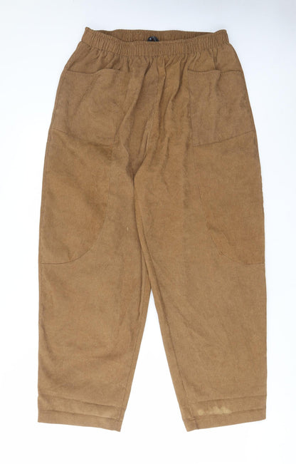 Zanzea Womens Brown Cotton Trousers Size 2XL L28 in Regular - Pockets