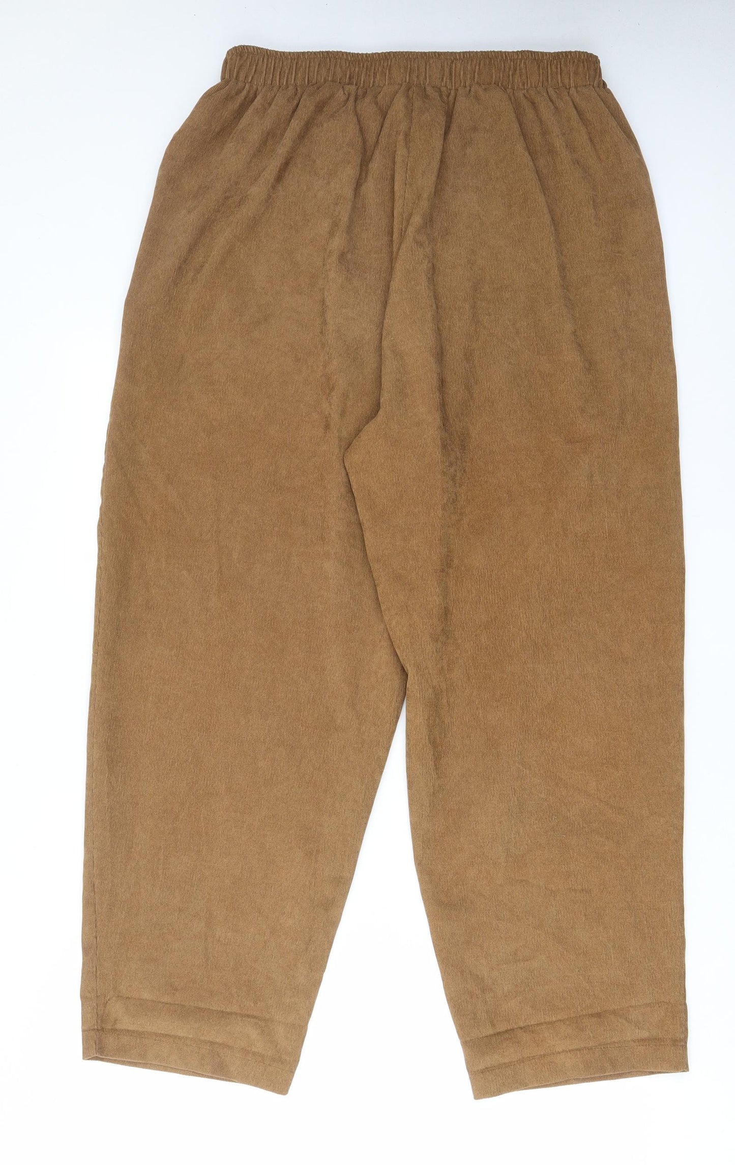 Zanzea Womens Brown Cotton Trousers Size 2XL L28 in Regular - Pockets
