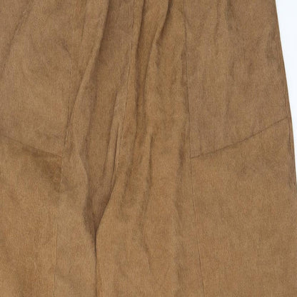 Zanzea Womens Brown Cotton Trousers Size 2XL L28 in Regular - Pockets