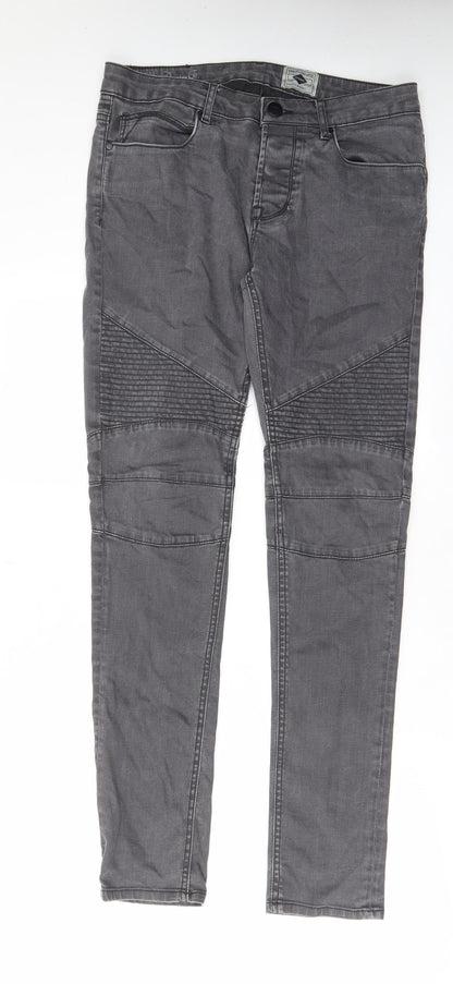 Denim & Co. Mens Grey Cotton Tapered Jeans Size 32 in L34 in Regular Zip - Pockets, Belt Loops