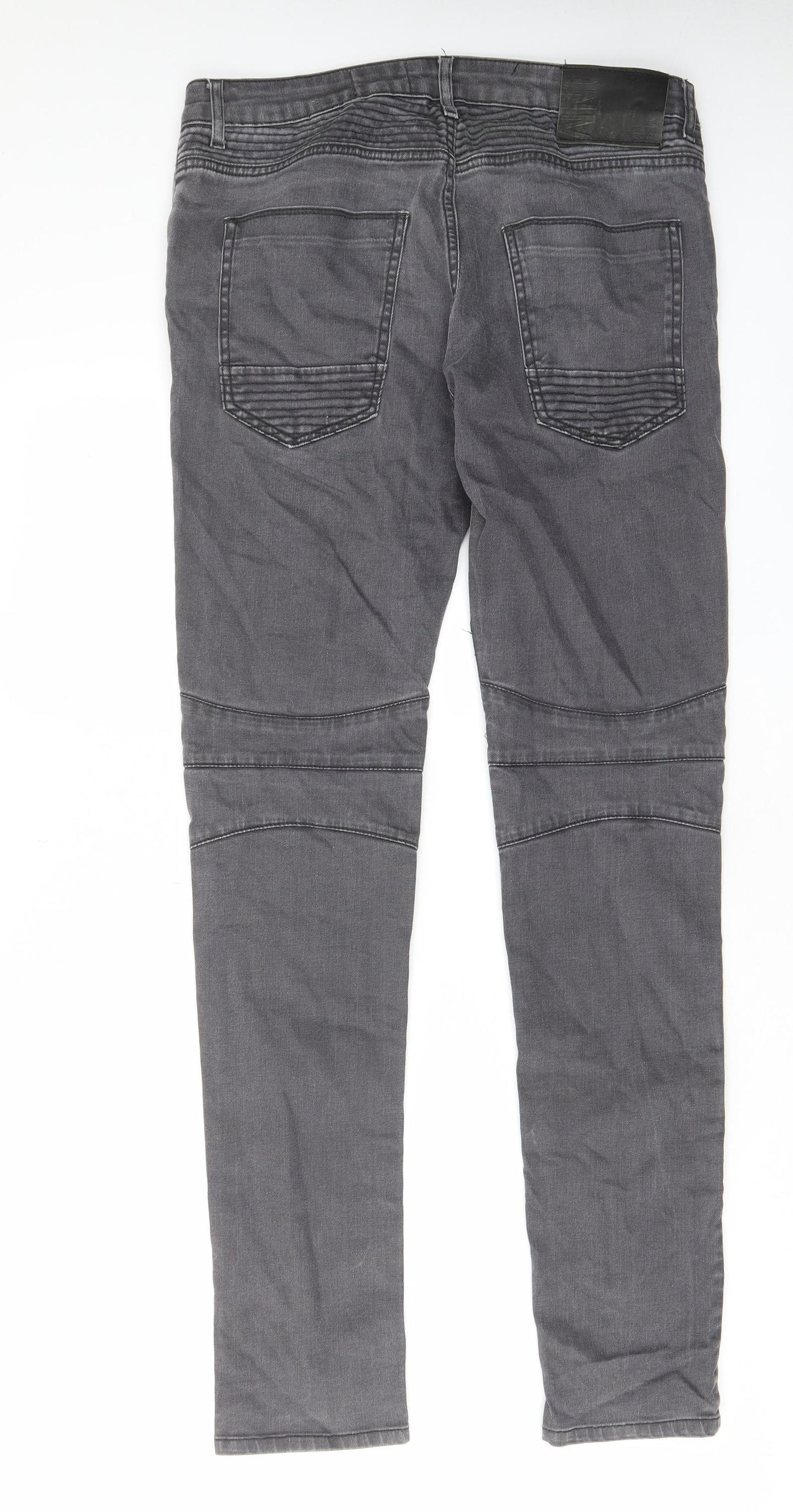 Denim & Co. Mens Grey Cotton Tapered Jeans Size 32 in L34 in Regular Zip - Pockets, Belt Loops