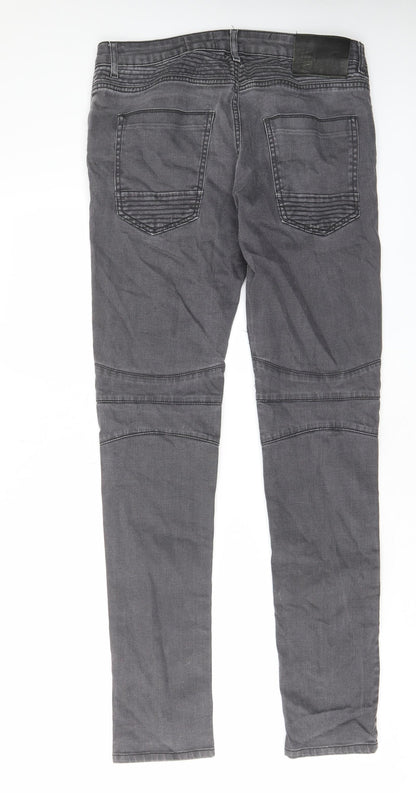 Denim & Co. Mens Grey Cotton Tapered Jeans Size 32 in L34 in Regular Zip - Pockets, Belt Loops