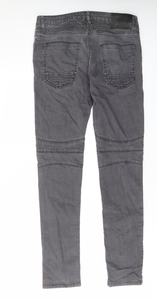 Denim & Co. Mens Grey Cotton Tapered Jeans Size 32 in L34 in Regular Zip - Pockets, Belt Loops