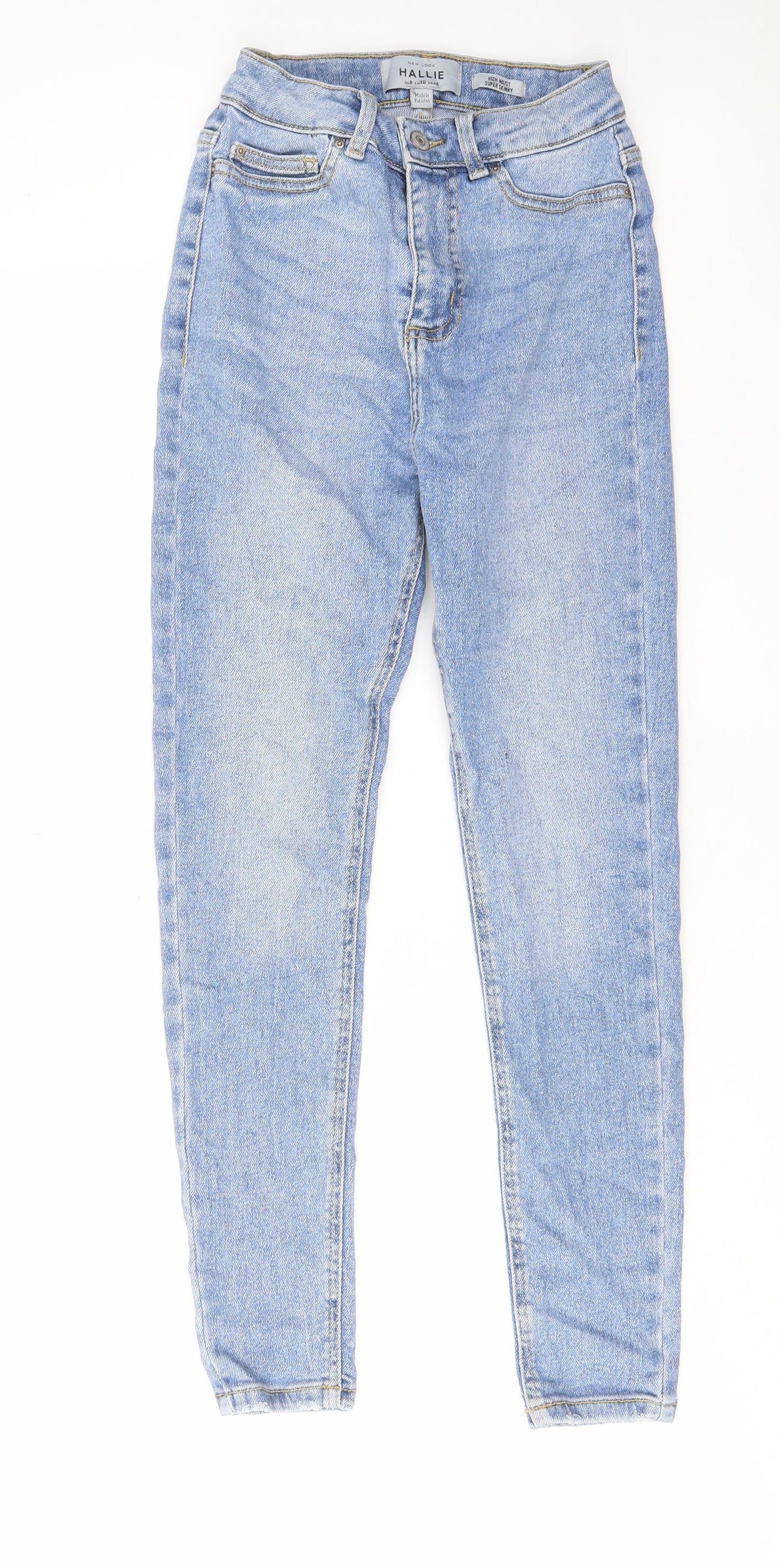 New Look Womens Blue Cotton Skinny Jeans Size 8 L27 in Regular Zip - Pockets, Belt Loops