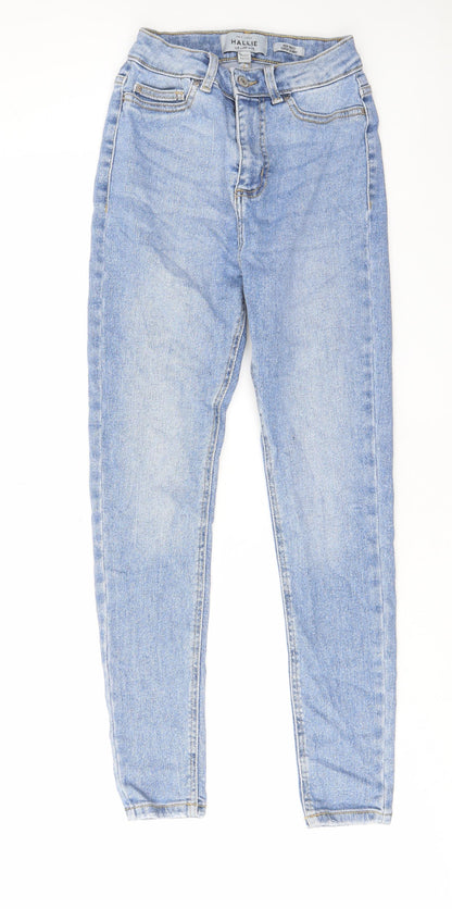 New Look Womens Blue Cotton Skinny Jeans Size 8 L27 in Regular Zip - Pockets, Belt Loops