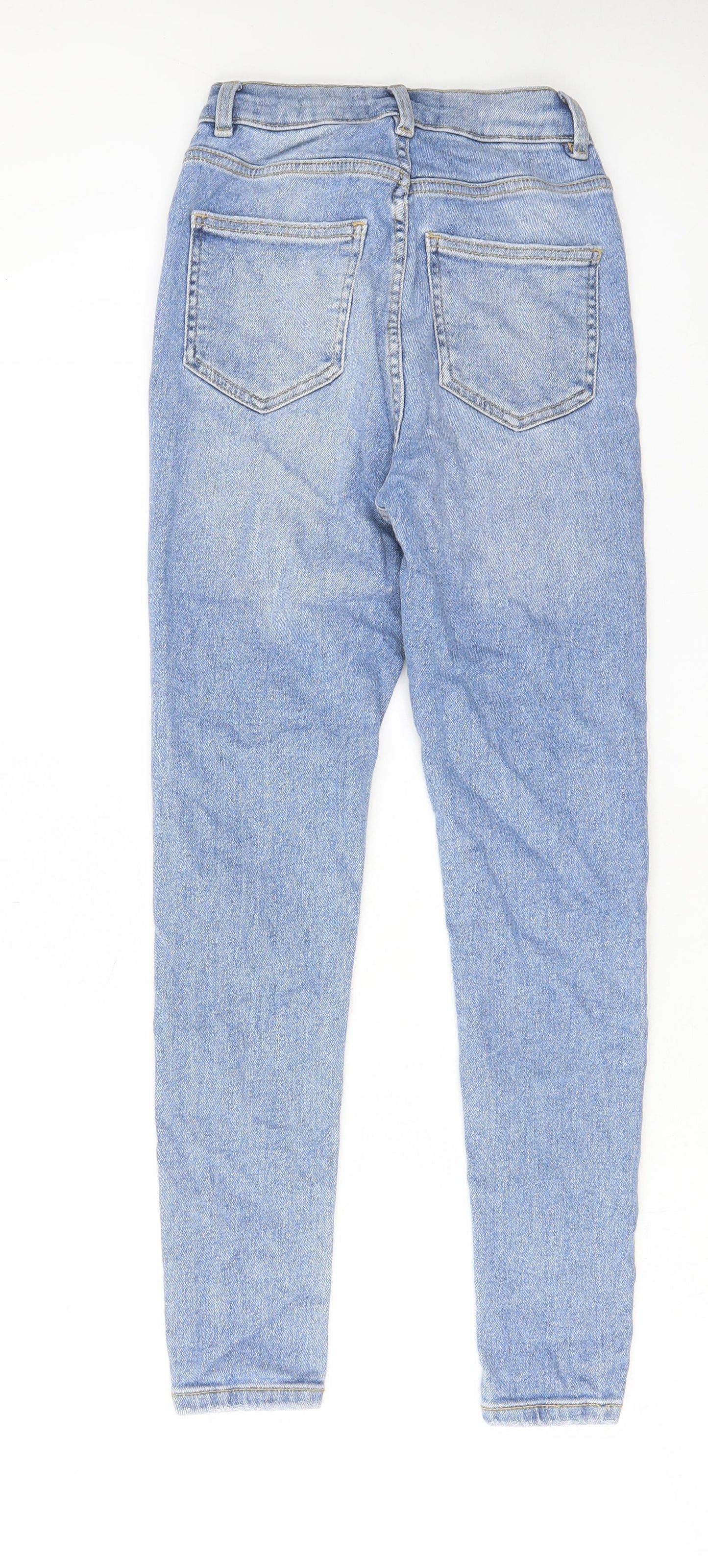 New Look Womens Blue Cotton Skinny Jeans Size 8 L27 in Regular Zip - Pockets, Belt Loops
