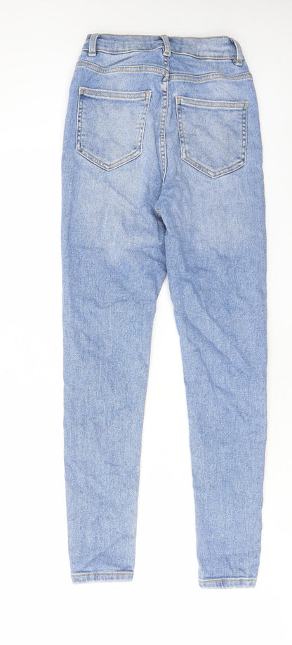 New Look Womens Blue Cotton Skinny Jeans Size 8 L27 in Regular Zip - Pockets, Belt Loops