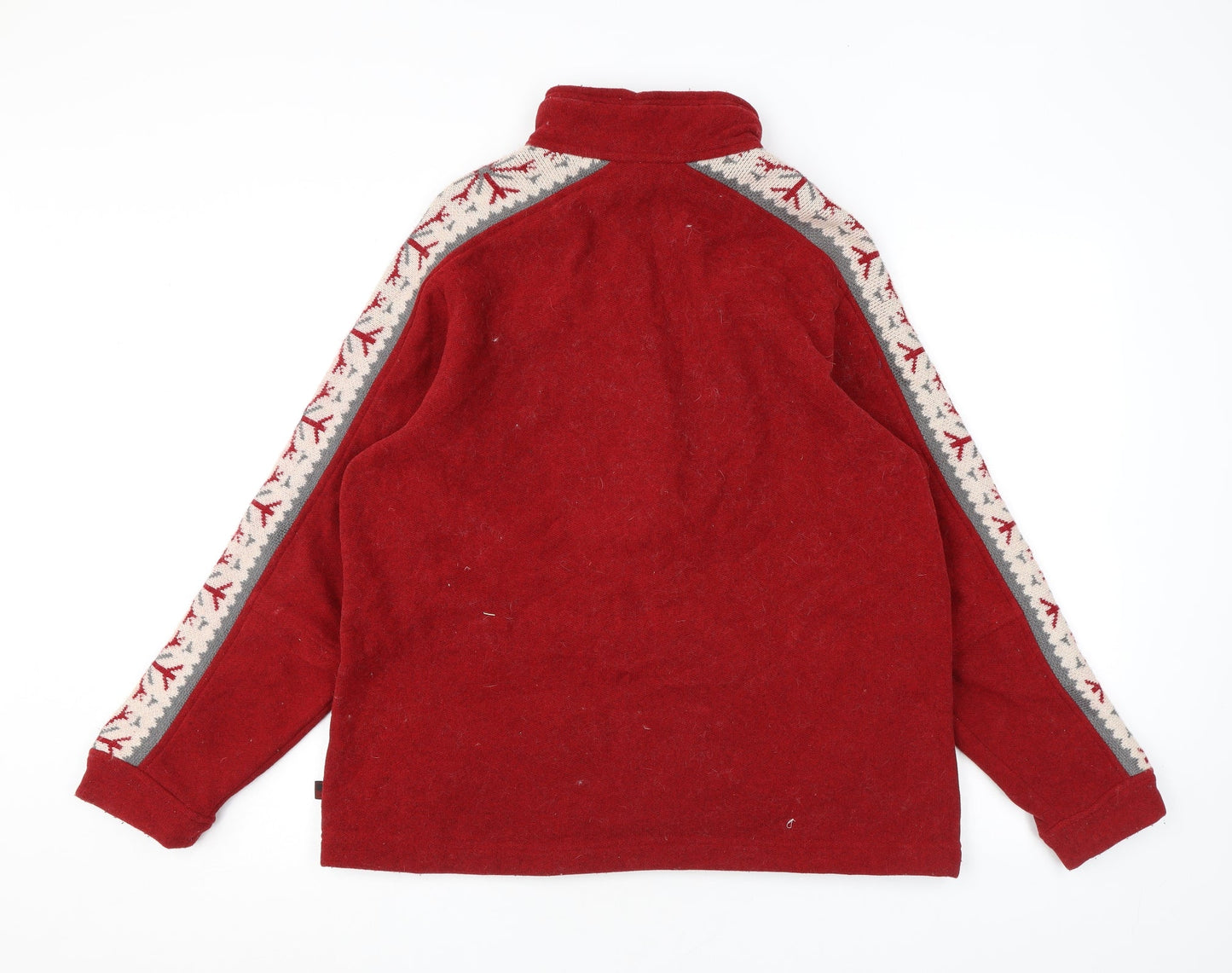 Woolrich Womens Red Geometric Polyester Pullover Sweatshirt Size L Zip