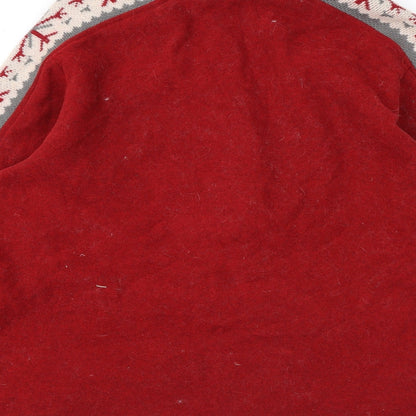 Woolrich Womens Red Geometric Polyester Pullover Sweatshirt Size L Zip