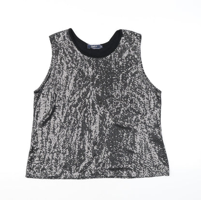 Label H Womens Black Polyester Basic Tank Size XL Round Neck - Sequins