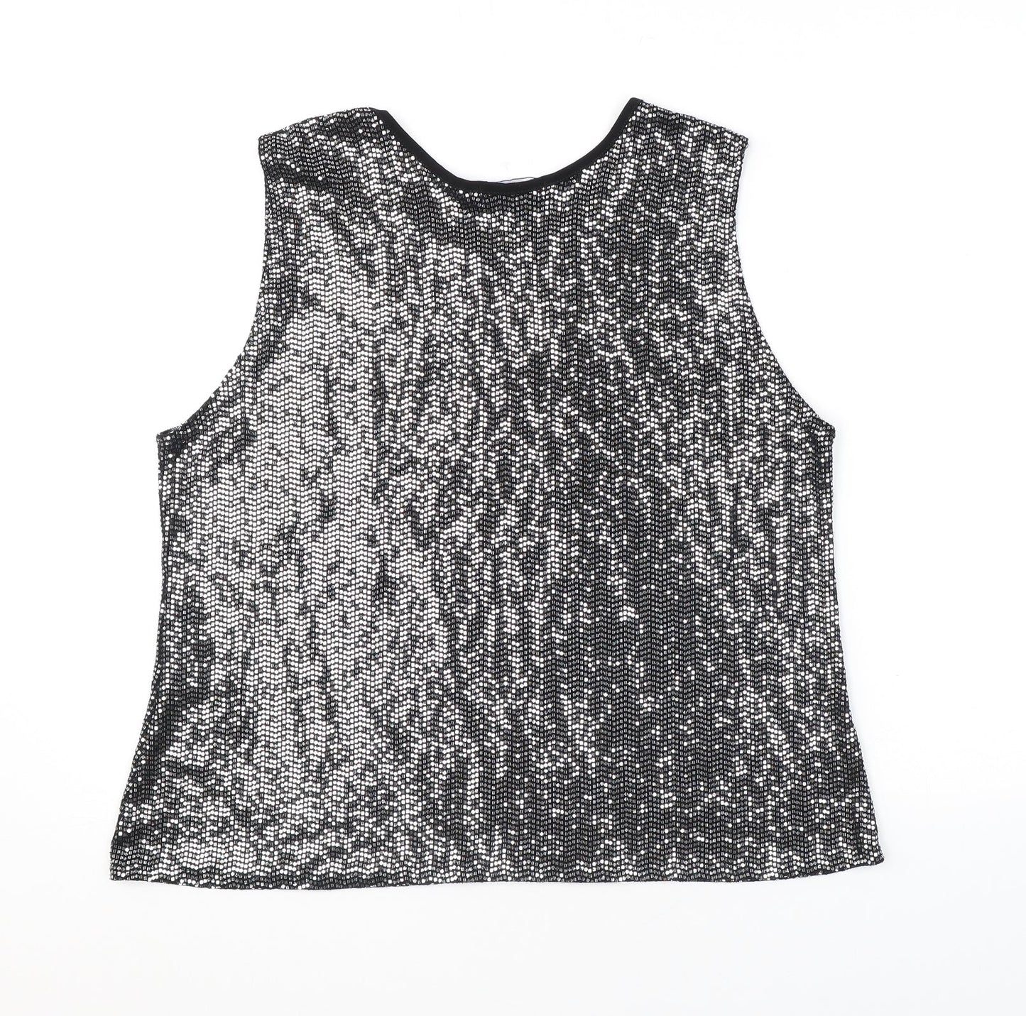 Label H Womens Black Polyester Basic Tank Size XL Round Neck - Sequins