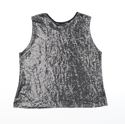 Label H Womens Black Polyester Basic Tank Size XL Round Neck - Sequins