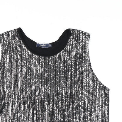 Label H Womens Black Polyester Basic Tank Size XL Round Neck - Sequins