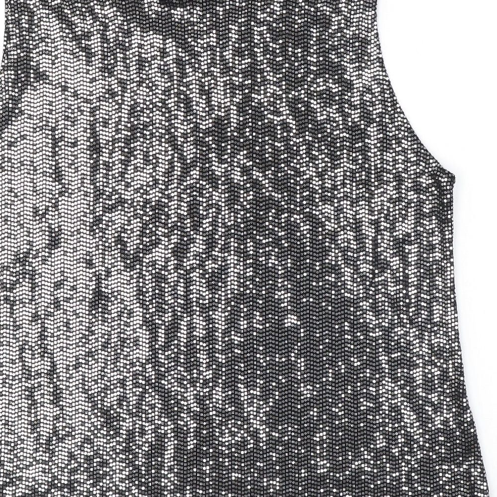 Label H Womens Black Polyester Basic Tank Size XL Round Neck - Sequins