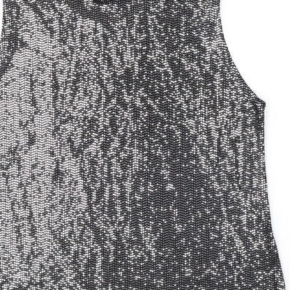 Label H Womens Black Polyester Basic Tank Size XL Round Neck - Sequins