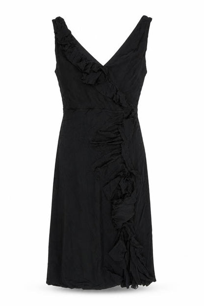 Coast Womens Black Viscose A-Line Size 12 V-Neck Pullover - Ruffles
