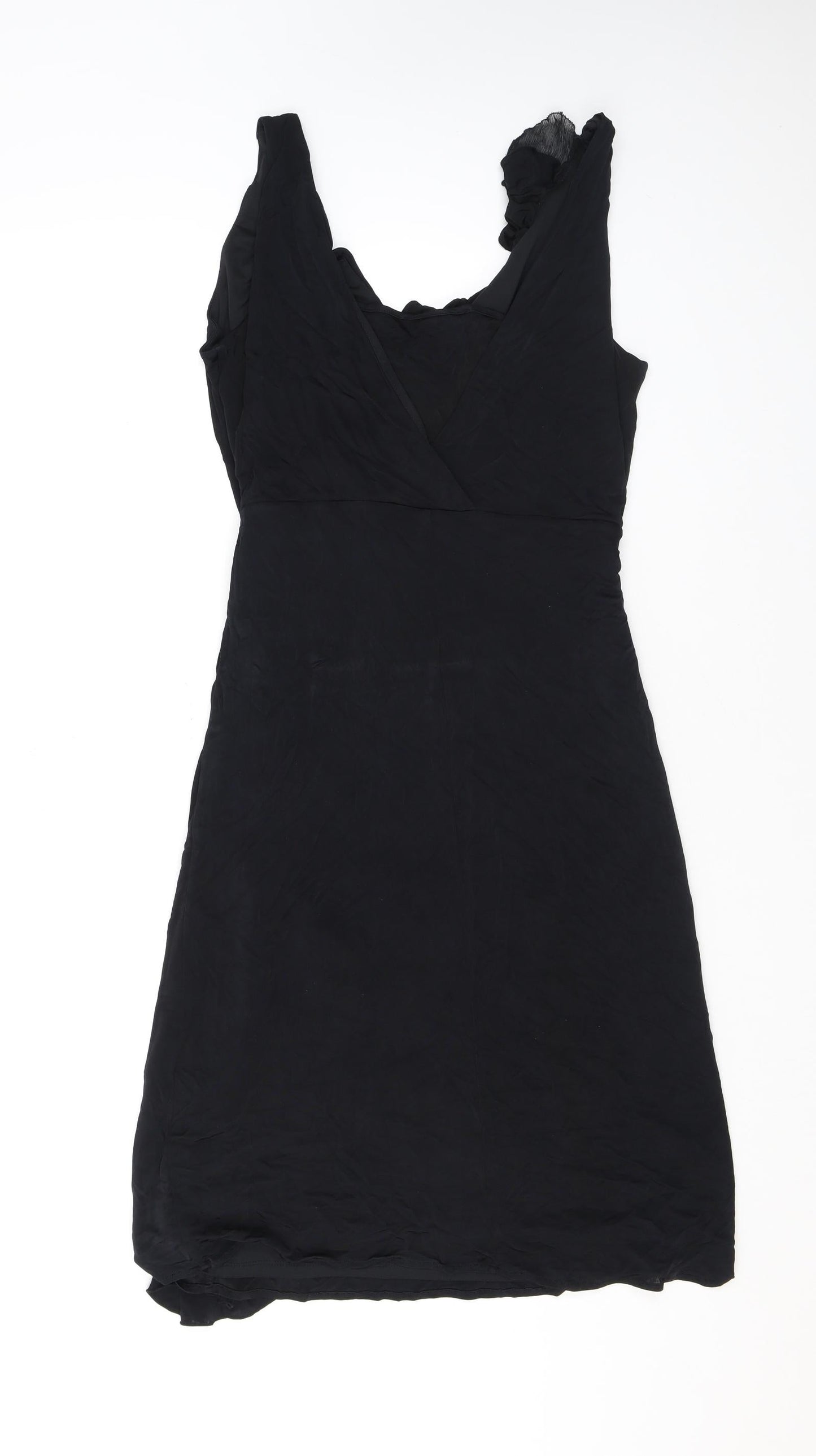 Coast Womens Black Viscose A-Line Size 12 V-Neck Pullover - Ruffles