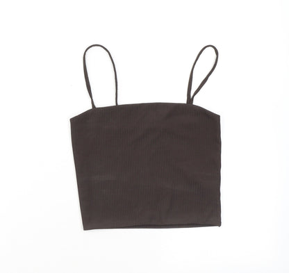 Womens UK Size XS Monki Brown Cropped Tank