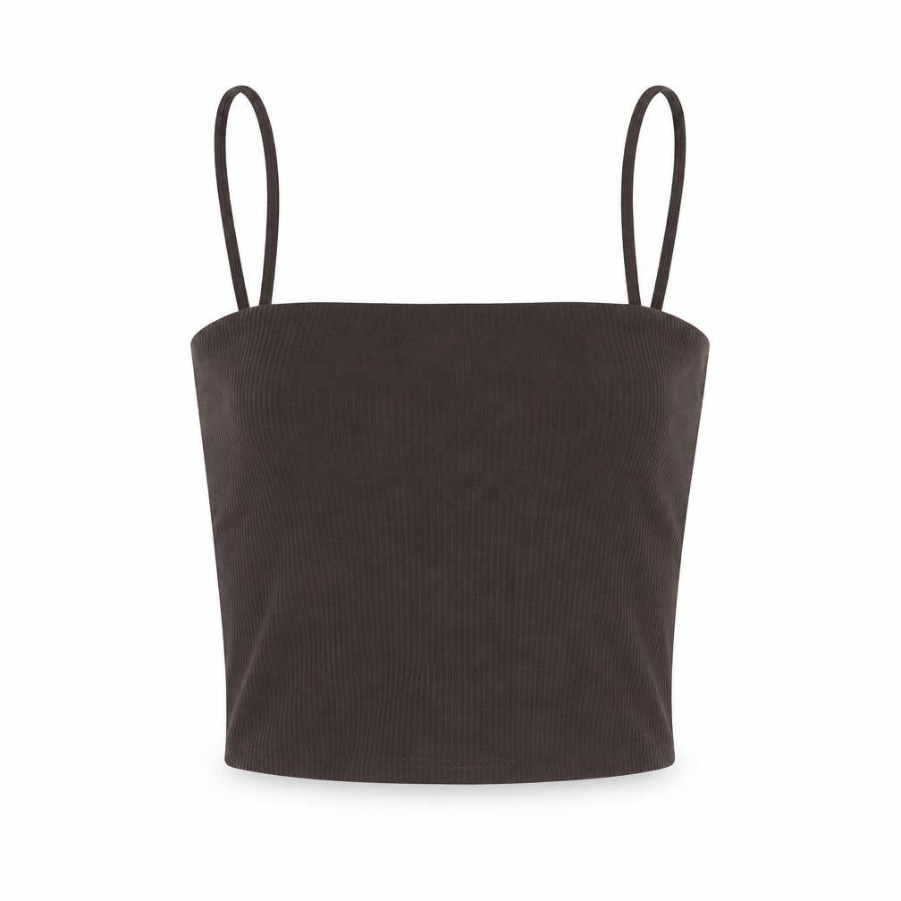 Womens UK Size XS Monki Brown Cropped Tank