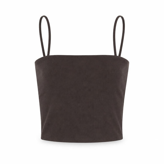 Womens UK Size XS Monki Brown Cropped Tank