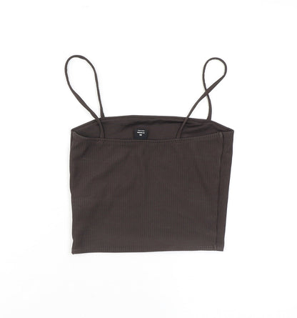 Womens UK Size XS Monki Brown Cropped Tank