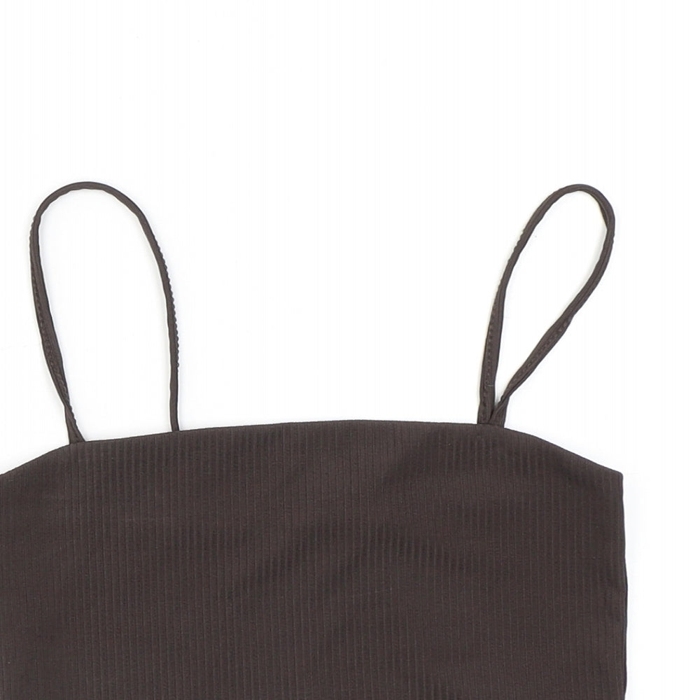 Womens UK Size XS Monki Brown Cropped Tank