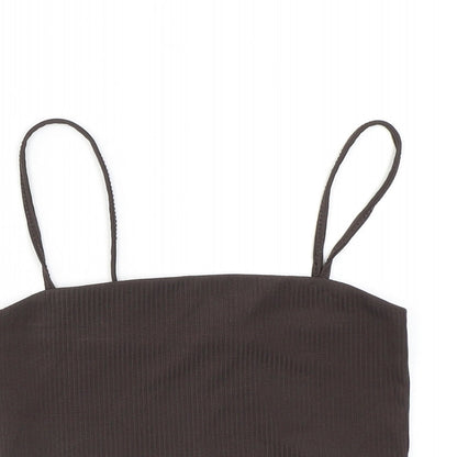 Womens UK Size XS Monki Brown Cropped Tank