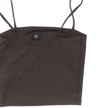 Womens UK Size XS Monki Brown Cropped Tank