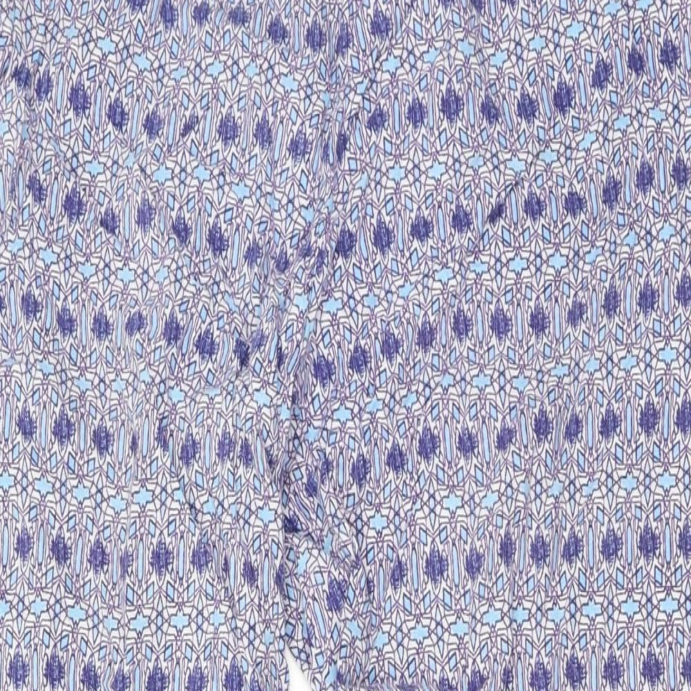 Cotton Traders Womens Blue Geometric Viscose Trousers Size 14 L25 in Regular