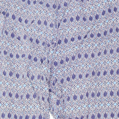 Cotton Traders Womens Blue Geometric Viscose Trousers Size 14 L25 in Regular