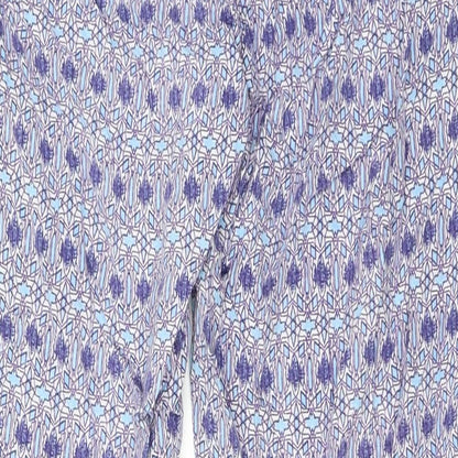 Cotton Traders Womens Blue Geometric Viscose Trousers Size 14 L25 in Regular