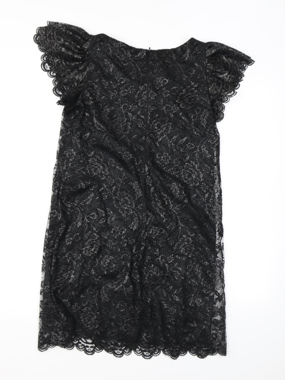 Oasis Womens Black Floral Polyester A-Line Size 10 Boat Neck Zip