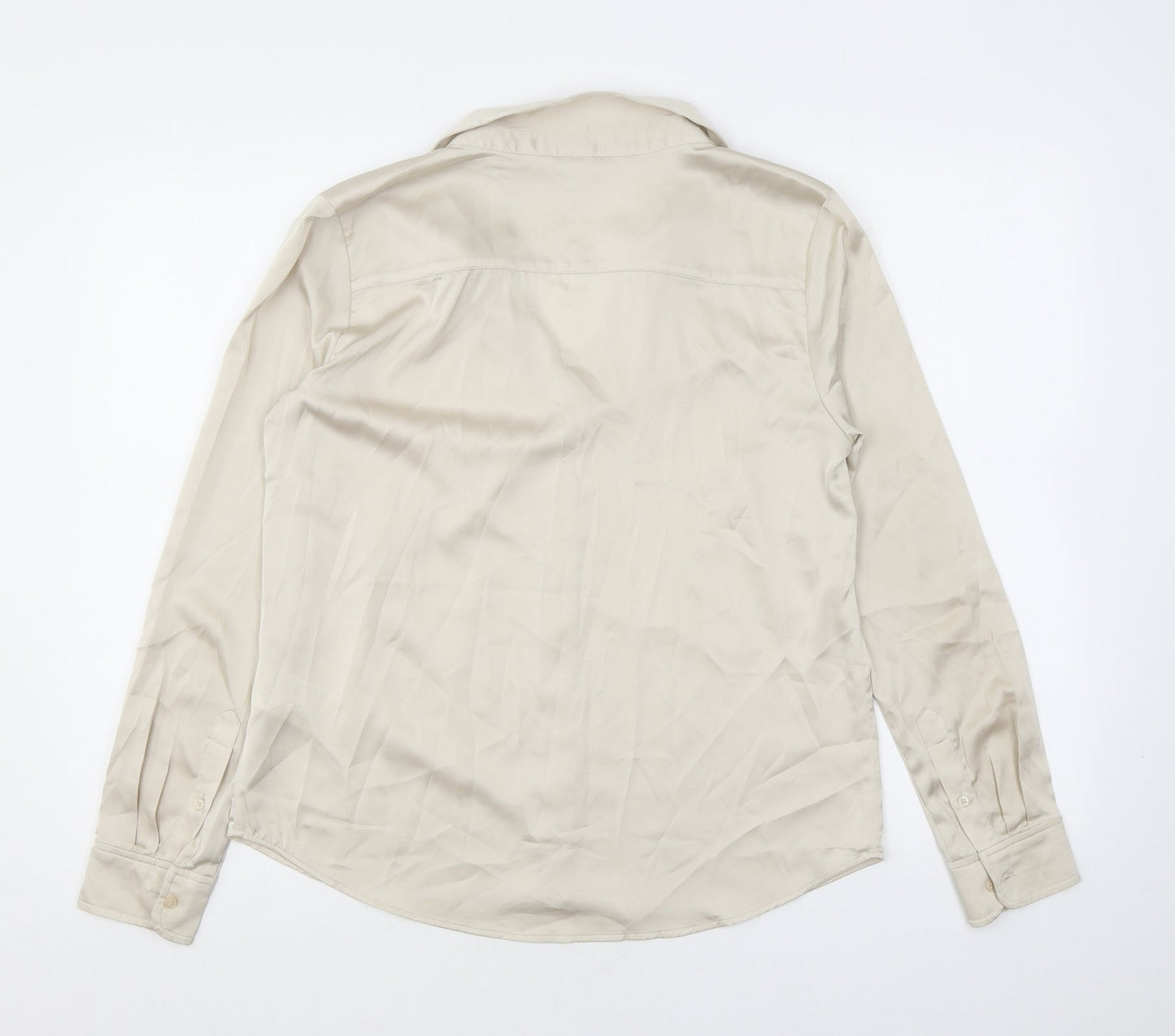 Womens UK Size M H&M Beige Basic Button-Up