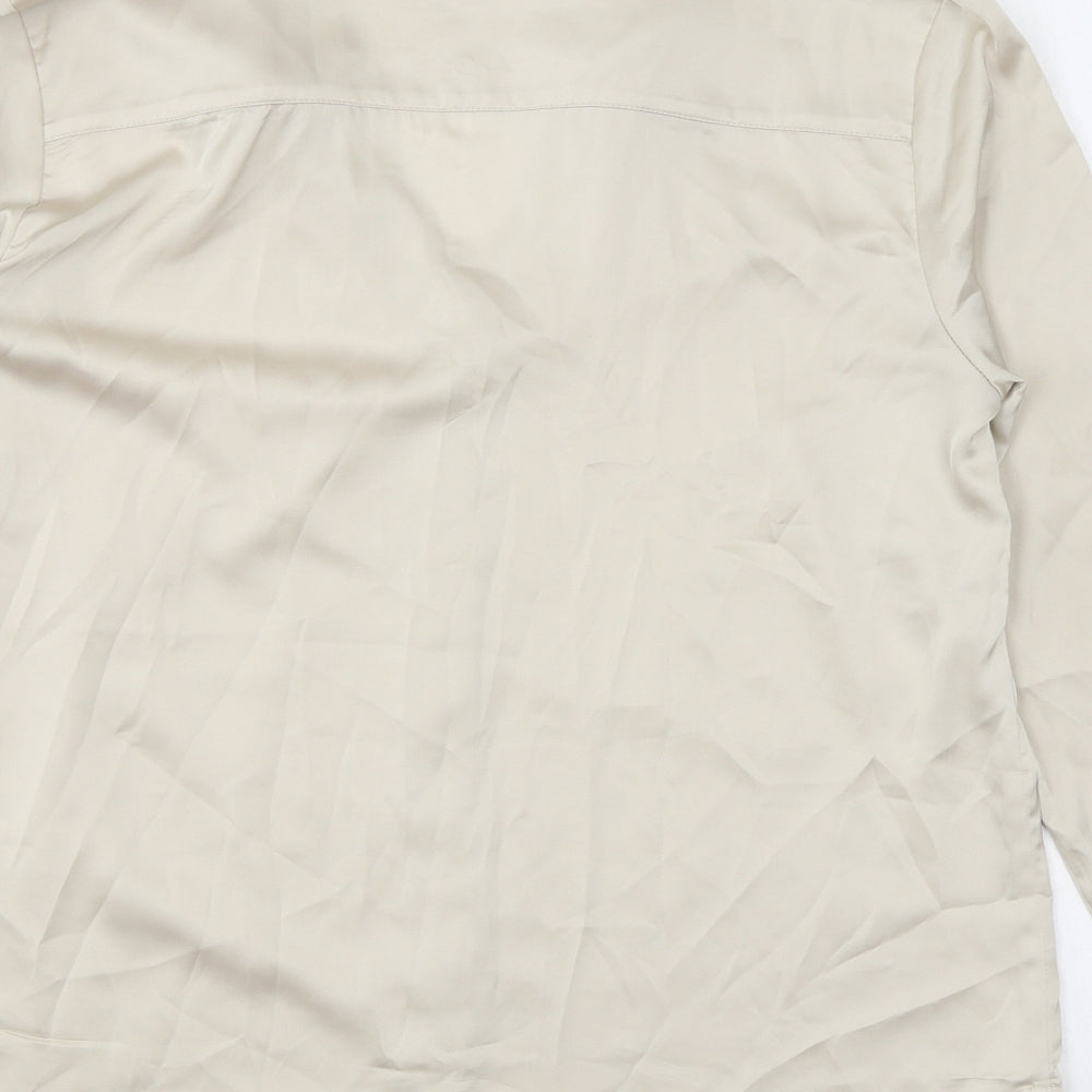 Womens UK Size M H&M Beige Basic Button-Up