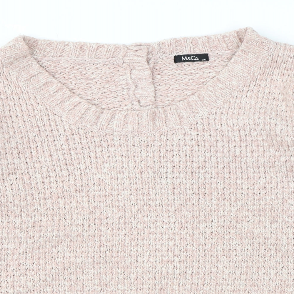 Womens UK Size 2XL M&Co Pink Pullover Jumper