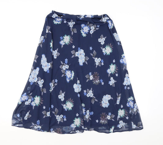 Marks and Spencer Womens Blue Floral Polyester Swing Skirt Size 10