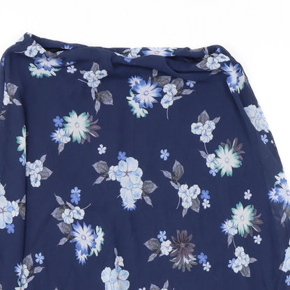 Marks and Spencer Womens Blue Floral Polyester Swing Skirt Size 10