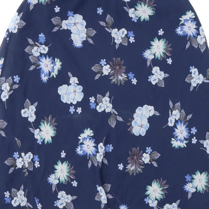 Marks and Spencer Womens Blue Floral Polyester Swing Skirt Size 10
