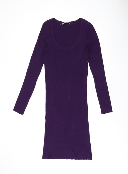 Oasis Womens Purple Viscose Bodycon Size M Scoop Neck Pullover