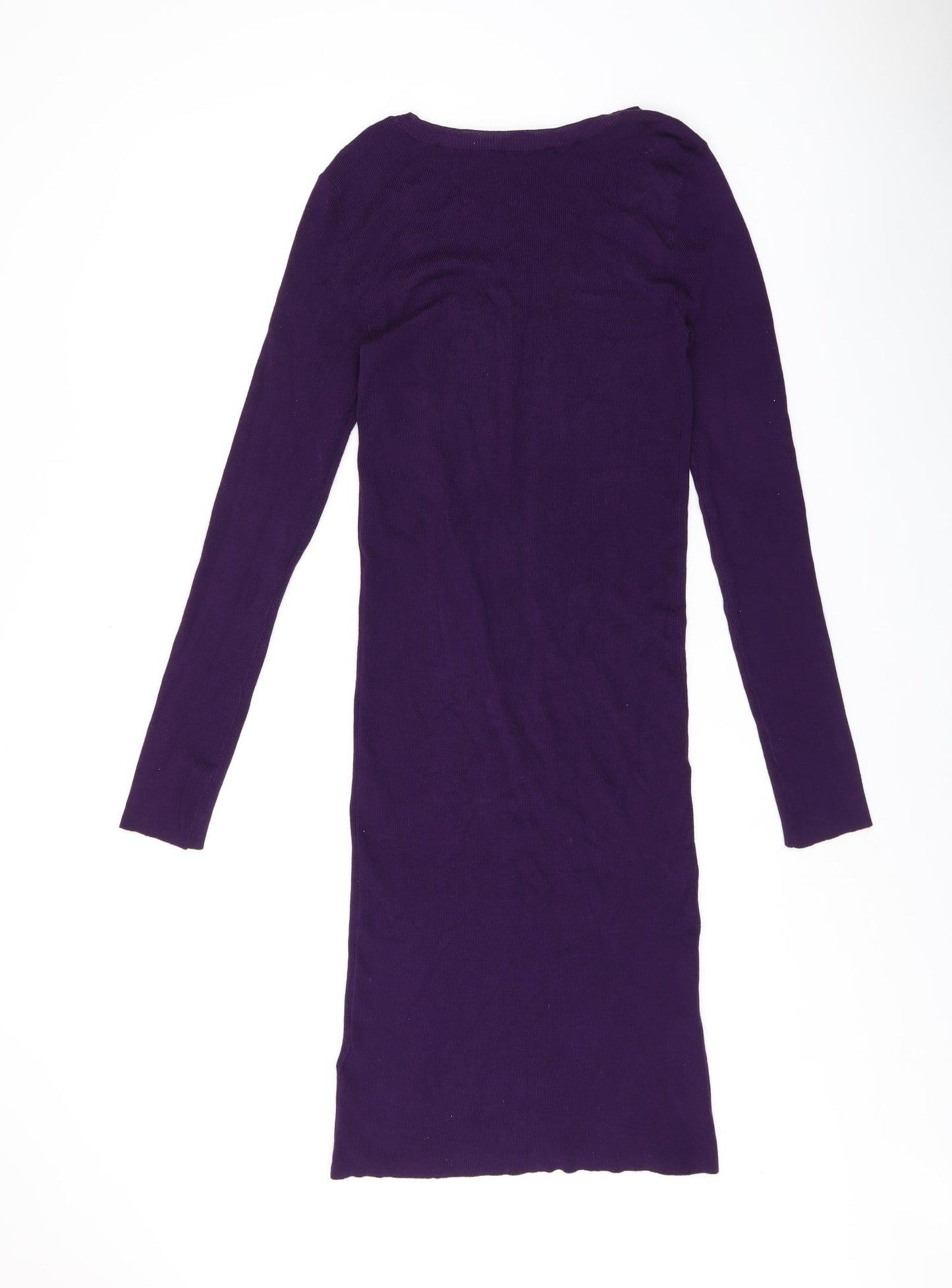 Oasis Womens Purple Viscose Bodycon Size M Scoop Neck Pullover