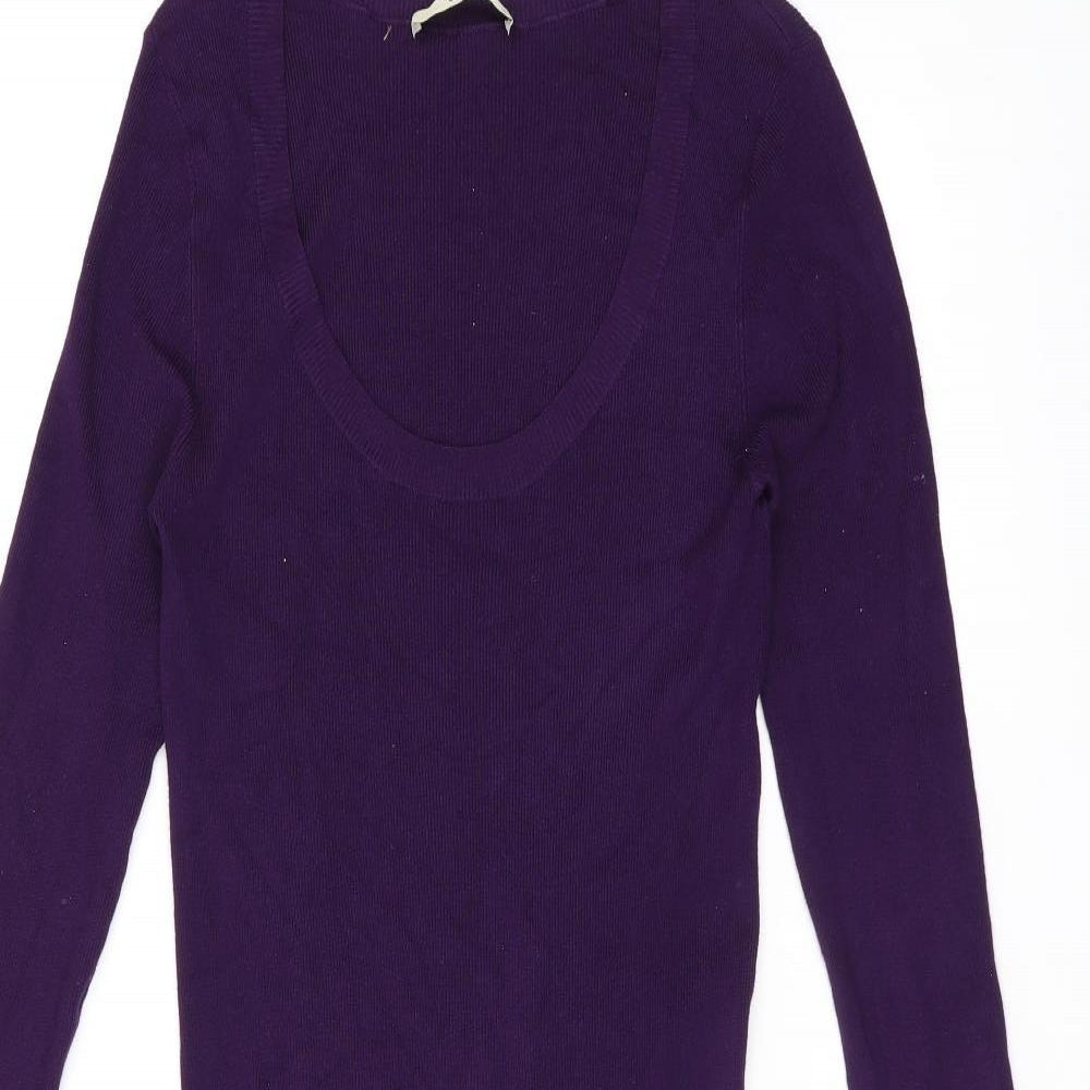 Oasis Womens Purple Viscose Bodycon Size M Scoop Neck Pullover