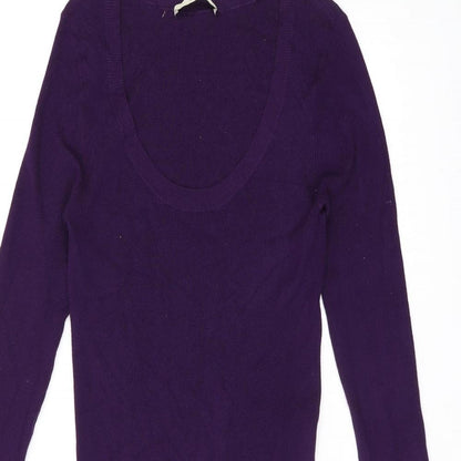 Oasis Womens Purple Viscose Bodycon Size M Scoop Neck Pullover