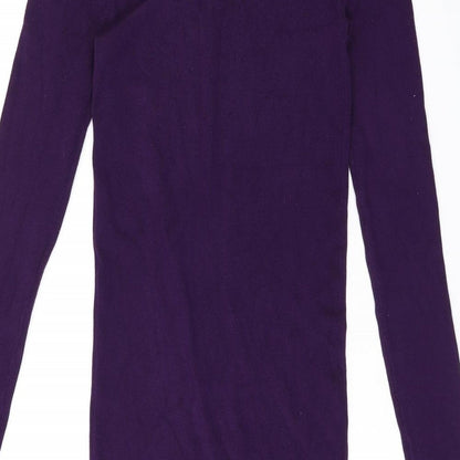 Oasis Womens Purple Viscose Bodycon Size M Scoop Neck Pullover