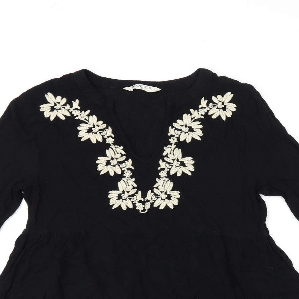 Womens UK Size S Brave Soul Black Basic Blouse