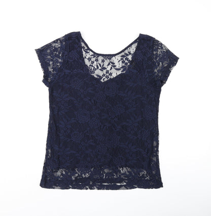 Womens UK Size 14 Dorothy Perkins Blue Basic T-Shirt