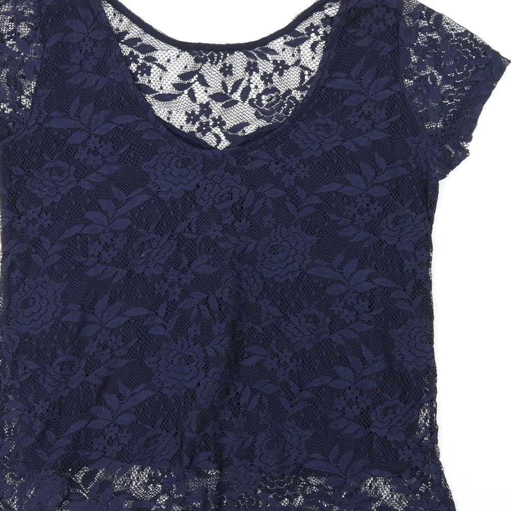 Womens UK Size 14 Dorothy Perkins Blue Basic T-Shirt