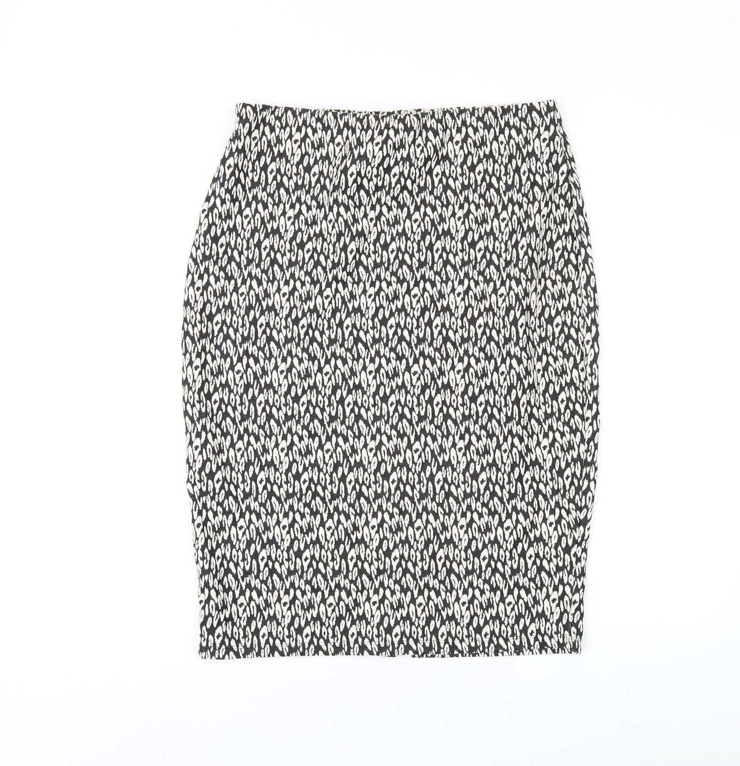 Marks and Spencer Womens Black Geometric Polyester Straight & Pencil Skirt Size 12